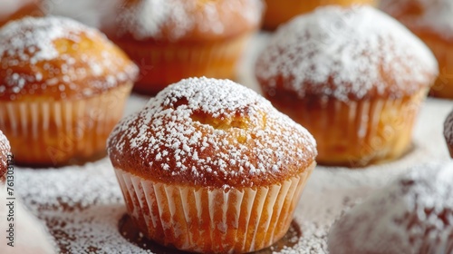 Powdered sugar muffins. Generative AI