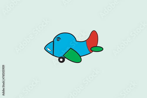 ilustration vector airplanes, with bright colors and a light blue background, suitable for cartoon book covers