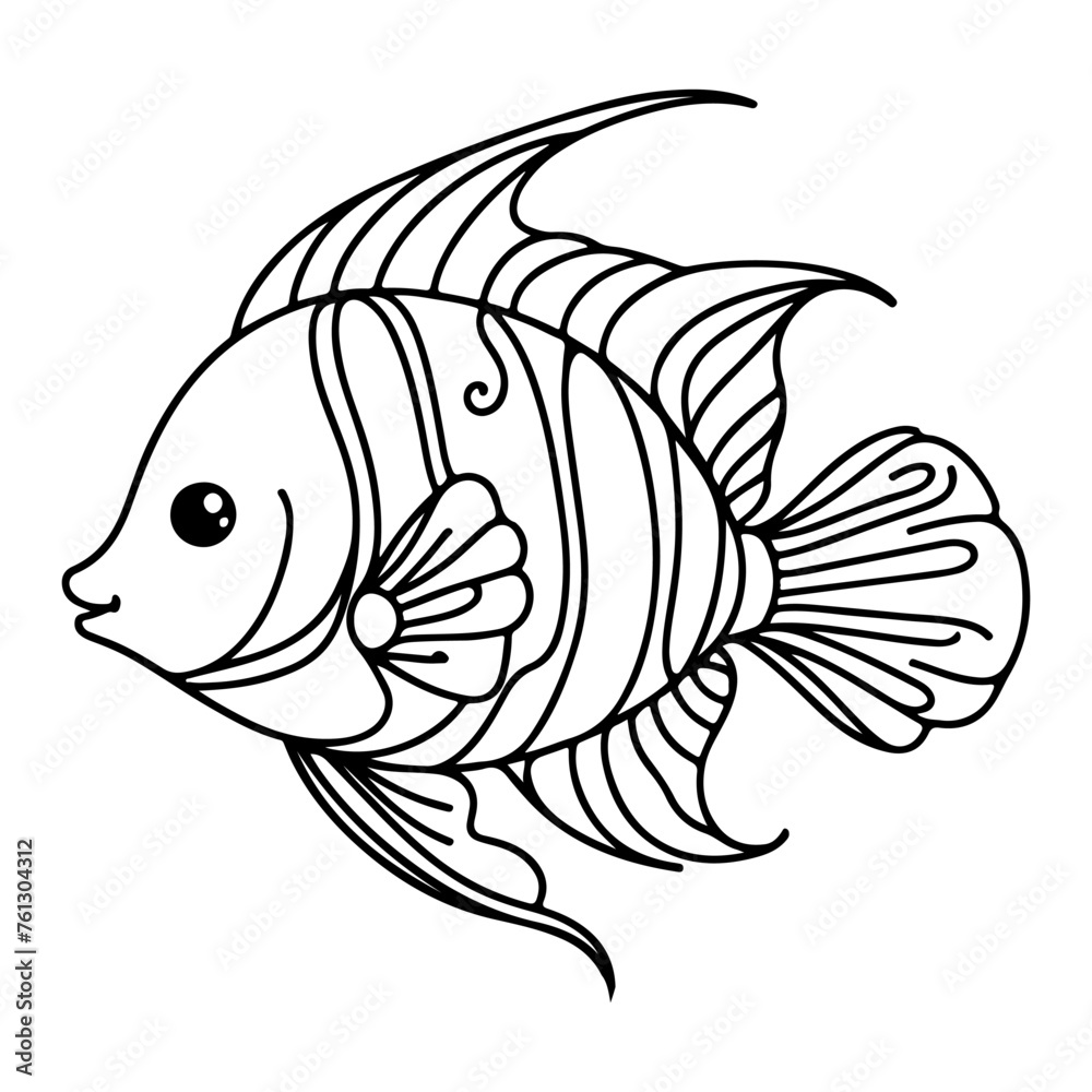 continuous single hand draw line art of fish outline doodle icon cartoon style coloring book page for kid vector illustration on white background continuous single hand draw line art of fish outline doodle icon cartoon style coloring book page for kid vector illustration on white background