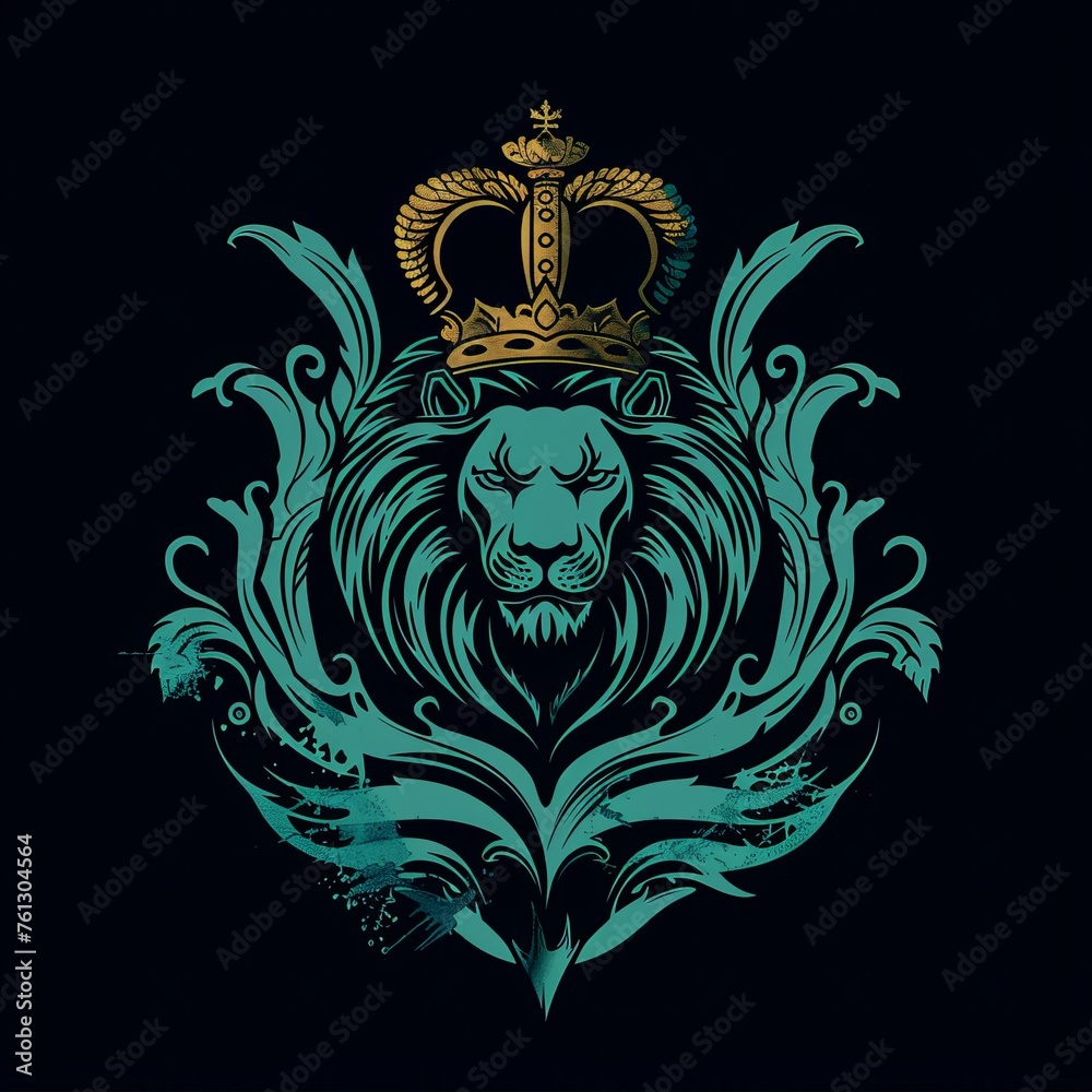 Logo with elements of the sea, a king, and a lion