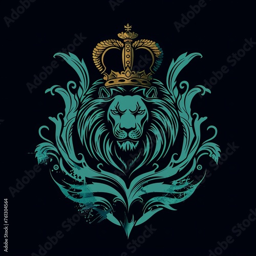 Logo with elements of the sea, a king, and a lion