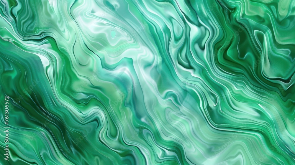 Abstract fluid ink paint acrylic art green color abstract pattern marble background. AI generated