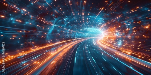 Navigating the Future of Digital Space at Lightspeed. Concept Technology Trends, Digital Transformation, Cybersecurity, Artificial Intelligence, Virtual Reality