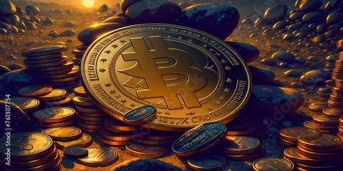 Bitcoin money and finance future freedom a bit coin sitting on top of a metal fence, in the style of Photo real, hyper-realistic, cinematic, masterpiece photo