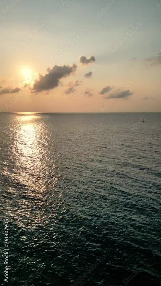 Golden Serenity: Mesmerizing Sunrise Morning Over Ko Samet, Thailand, Revealed Through Captivating Drone View