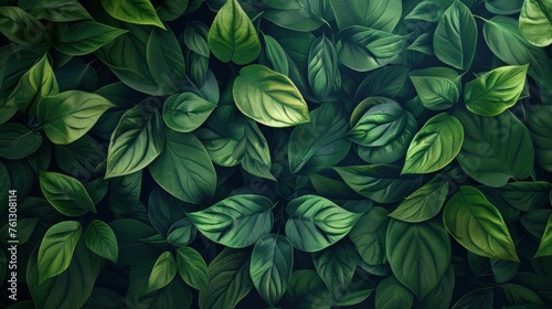 Nature foliage green leaves for background. AI generated image © prastiwi