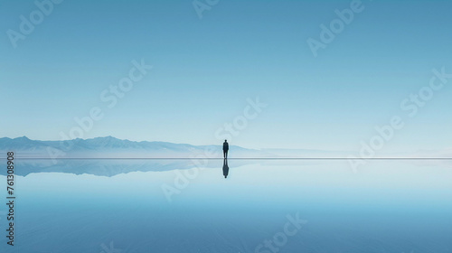 Tranquil Infinity A Lone Figure Amidst the Vastness