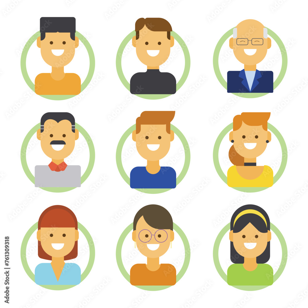 People avatar icons set isolated in white background People avatar icons set isolated in white background