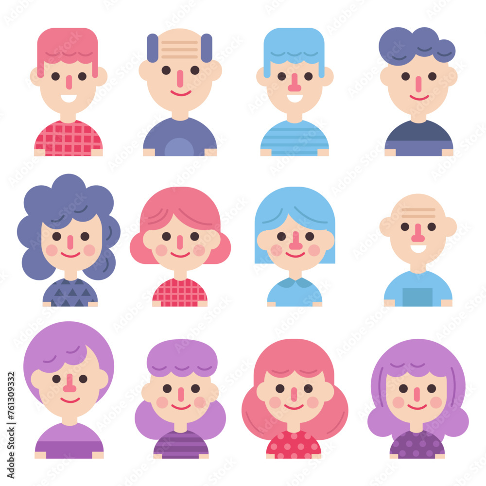Children avatar collection. Cartoon children vector icons in flat design Children avatar collection. Cartoon children vector icons in flat design