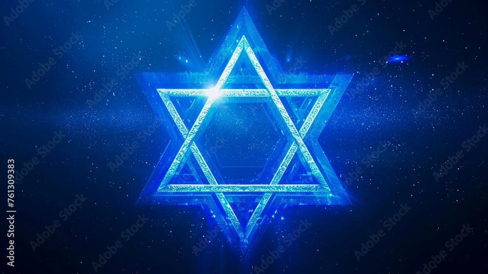 The Star of David illuminated in the sky. The Star of David illuminated in the sky.