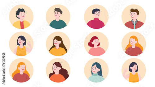 People icons avatar set with different style and character vector illustration