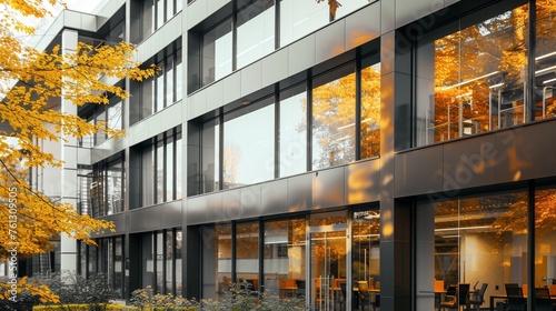 Moderne Glasfassade eines Bürogebäudes 