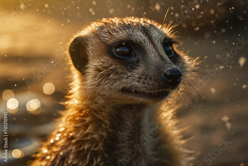 Portrait Of Cute Meerkat Close-up