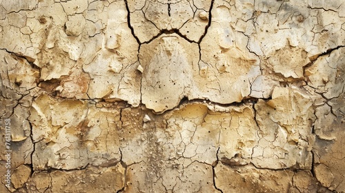 Macro view old brown dry cracked ancient wall texture background. AI generated image