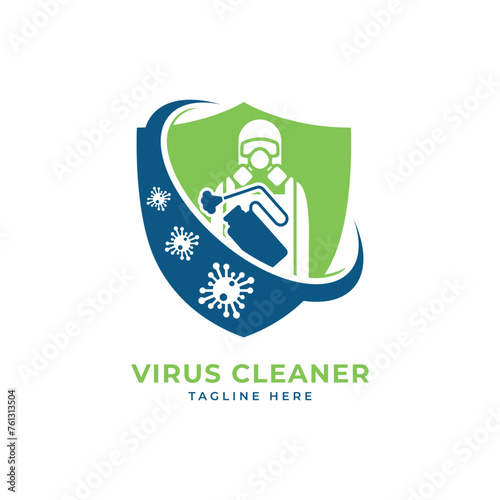 Virus Cleaner Logo design creative Modern concept sanitizer vector design template