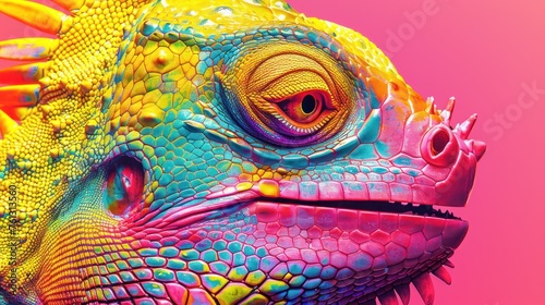 An artistically enhanced digital rendering of a reptile with emphasis on texture, color, and intricate scale patterns