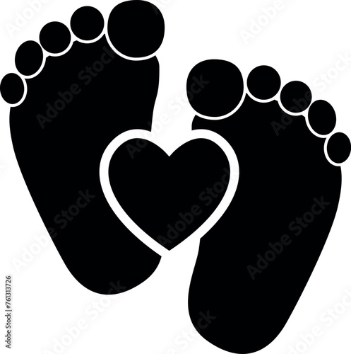 Baby Footprint Heart SVG Cut File for Cricut and Silhouette, EPS ,Vector, PNG , JPEG, Zip Folder