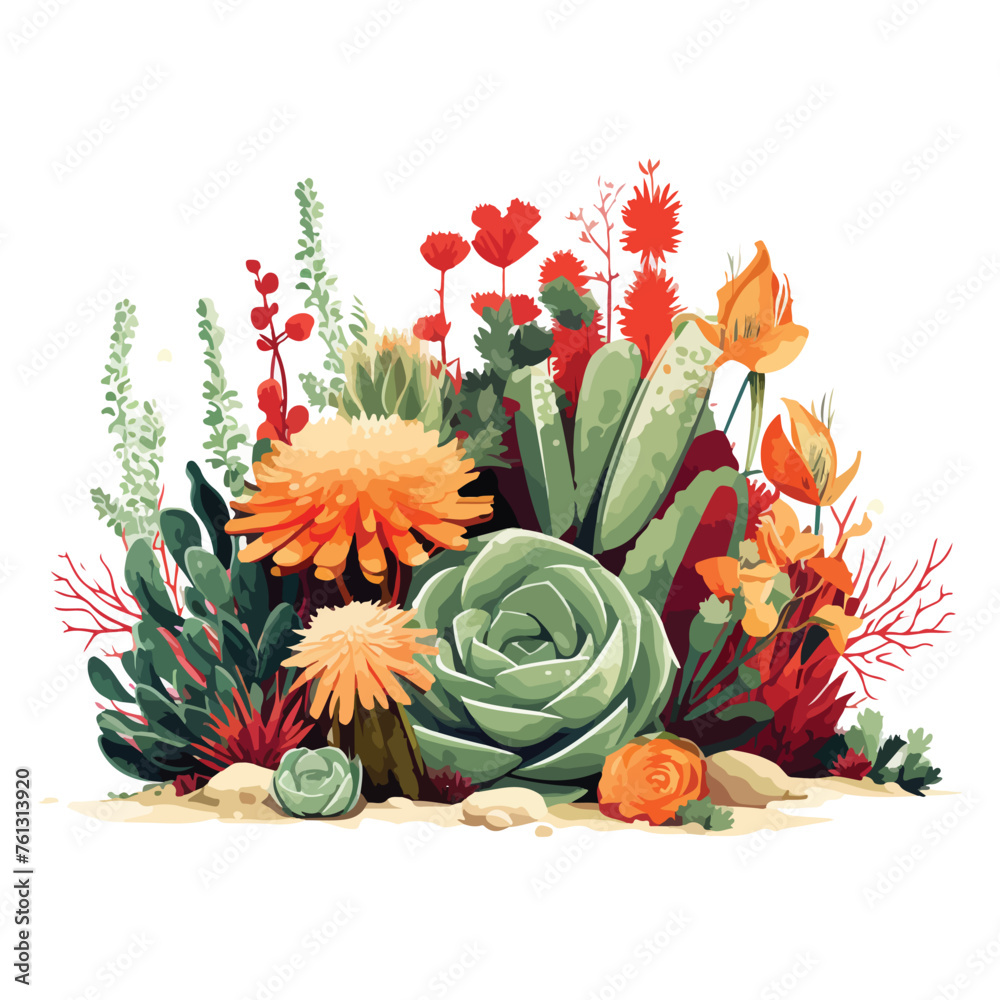 A vibrant succulent garden illustration 