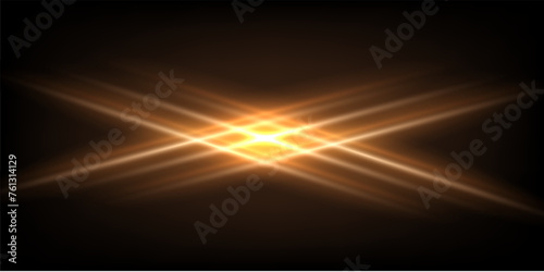 Golden line elements and lights effects on black background. Abstract elegant gold light rays diagonal scene on black background. Vector premium luxury award or presentation design template