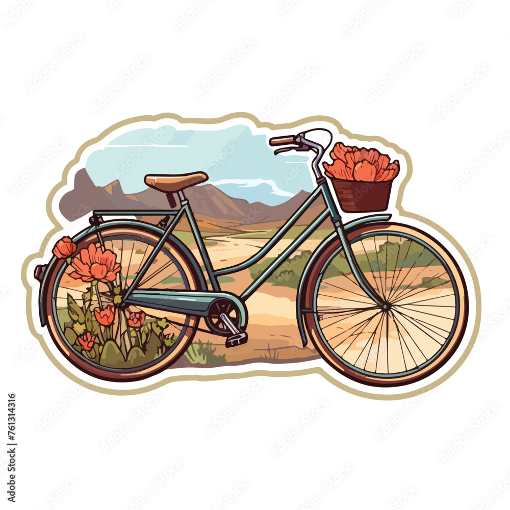 A vintage bicycle sticker illustration 