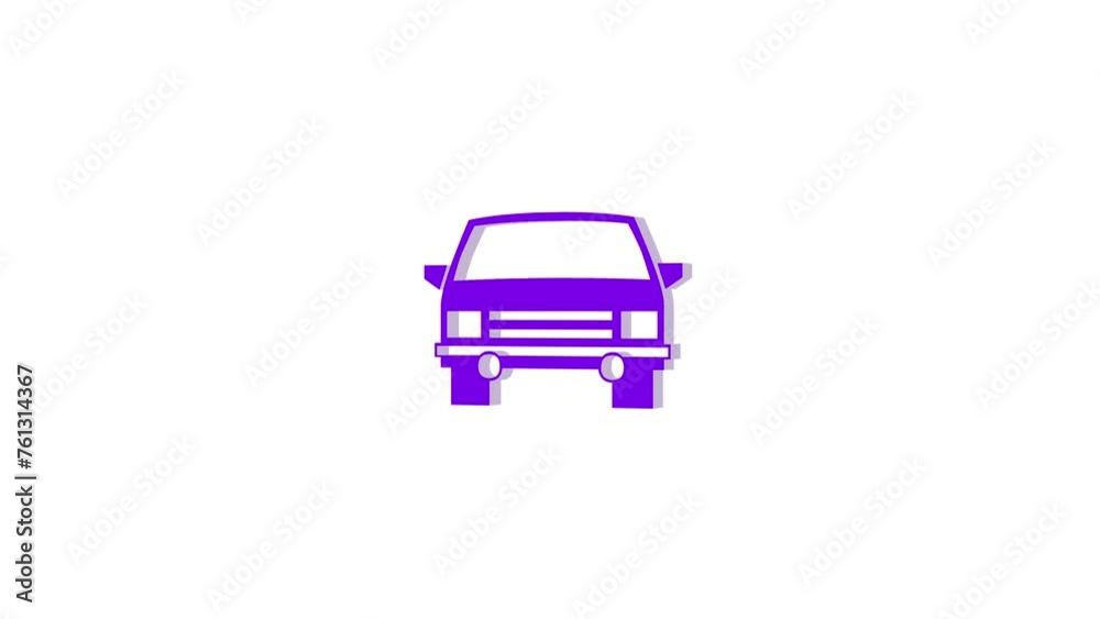 3d car logo icon loopable rotated purple color animation white background