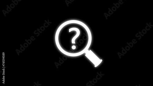 Magnifying glass with question mark Animation. Animation of question mark and magnifying glass. photo