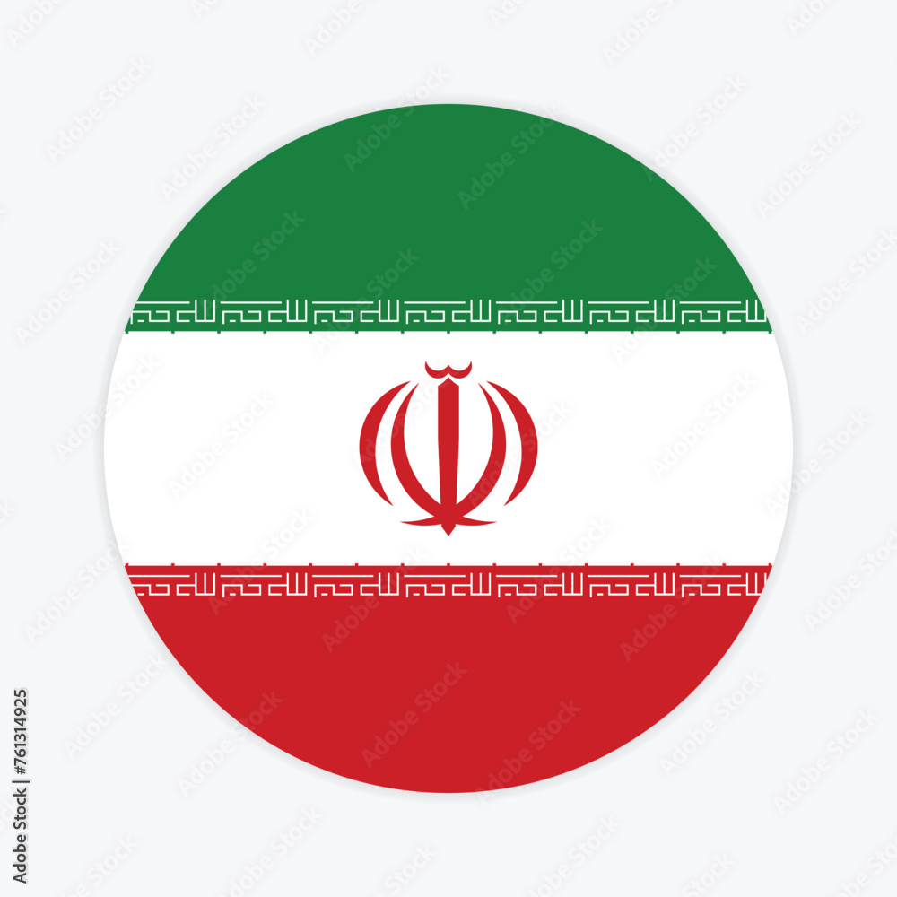 Fototapeta premium Iran national flag vector icon design. Iran circle flag. Round of Iran flag.