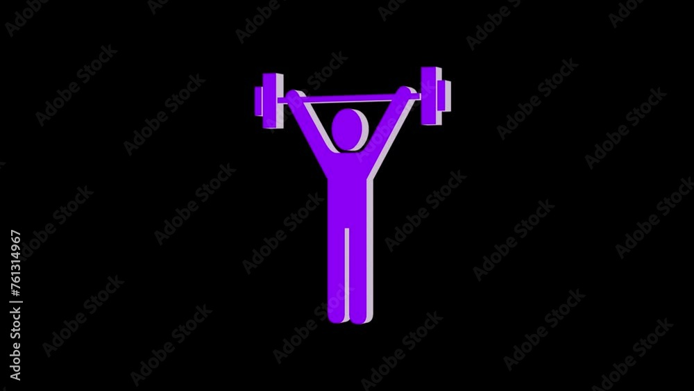 3d exercise logo icon loopable rotated purple color animation black background 3d exercise logo icon loopable rotated purple color animation black background