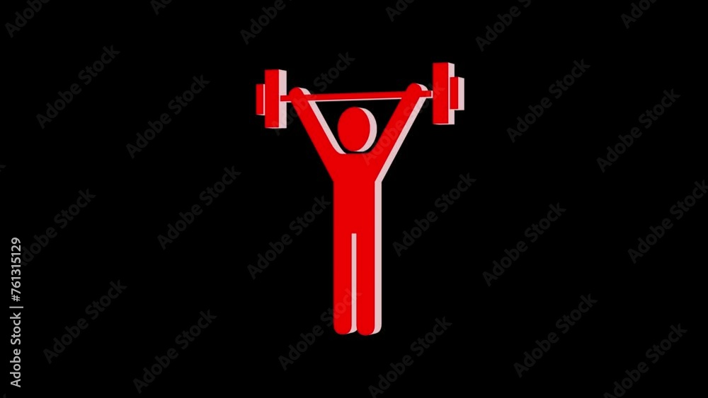 3d exercise logo icon loopable rotated red color animation black background 3d exercise logo icon loopable rotated red color animation black background