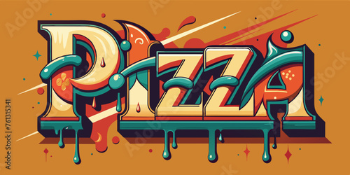 Hand drawn illustration word Pizza for t-shirt and other decoration