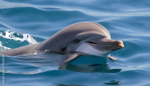 A Dolphin With Its Head Poking Out Of The Water