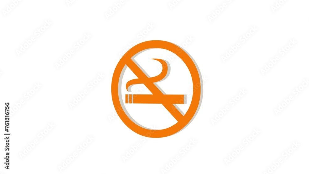 3d smoking ban logo icon loopable rotated brown color animation white background