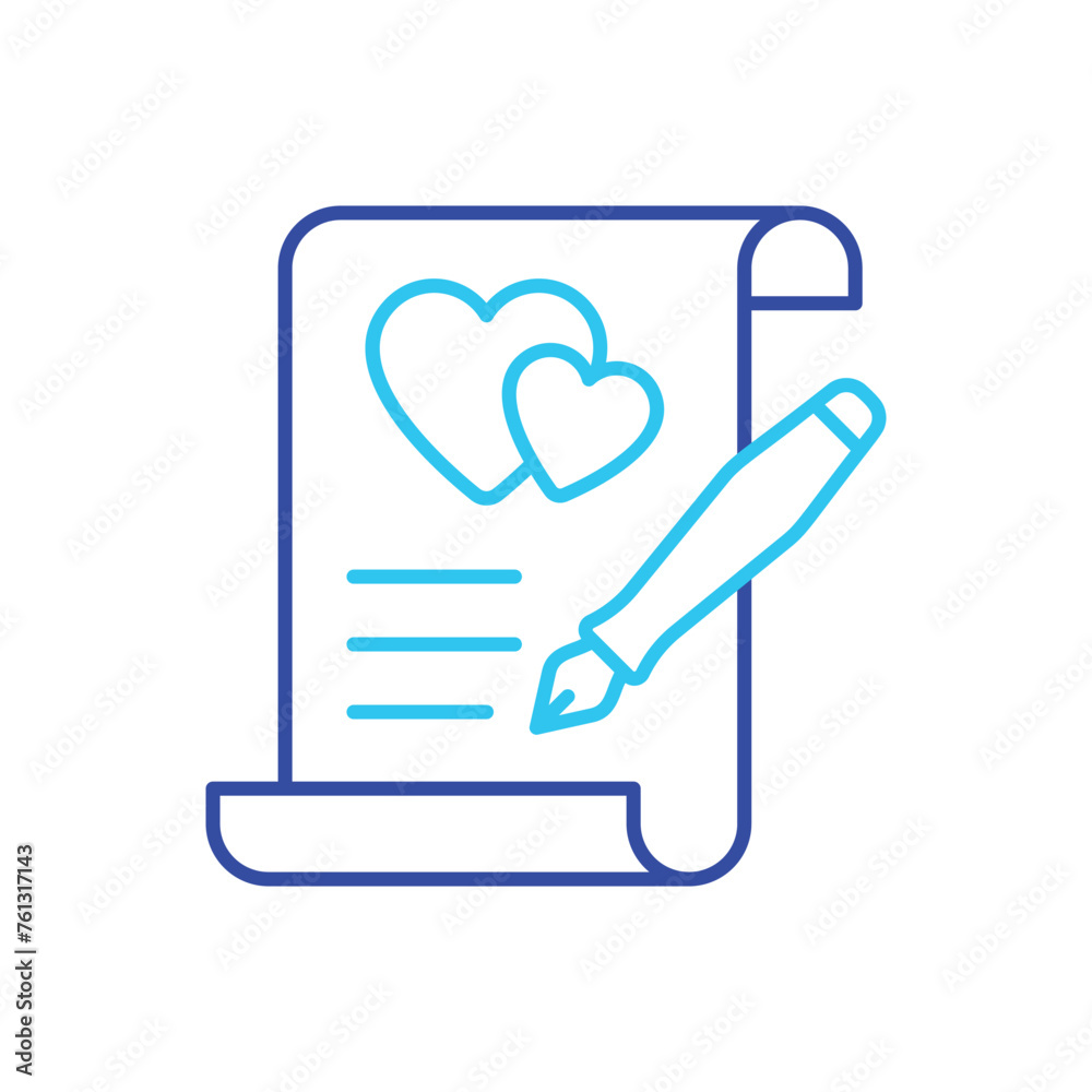 Obraz premium Two Color Wedding Contract vector icon