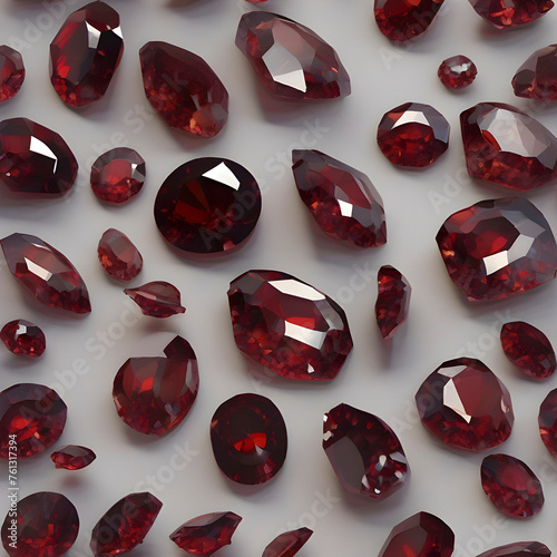 Garnet, colorful gemstone illustration. photo