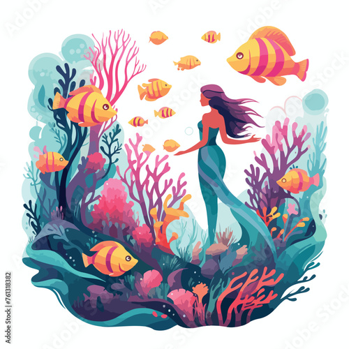 A whimsical underwater world filled with colorful 