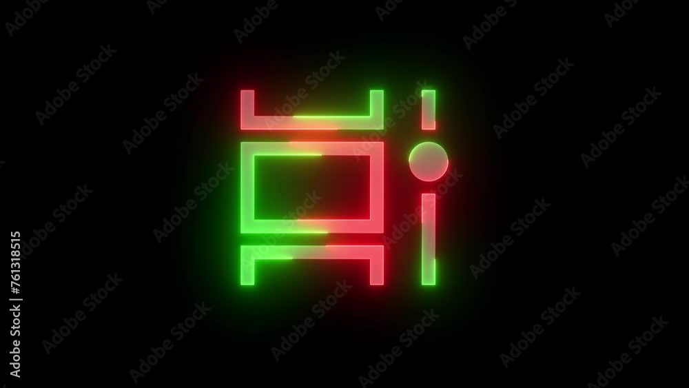 Neon task view icon green red color glowing animation black background Neon task view icon green red color glowing animation black background