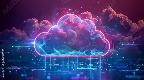 Digital Cloudscape: Cyber Cloud Technology Concept. Generative ai
