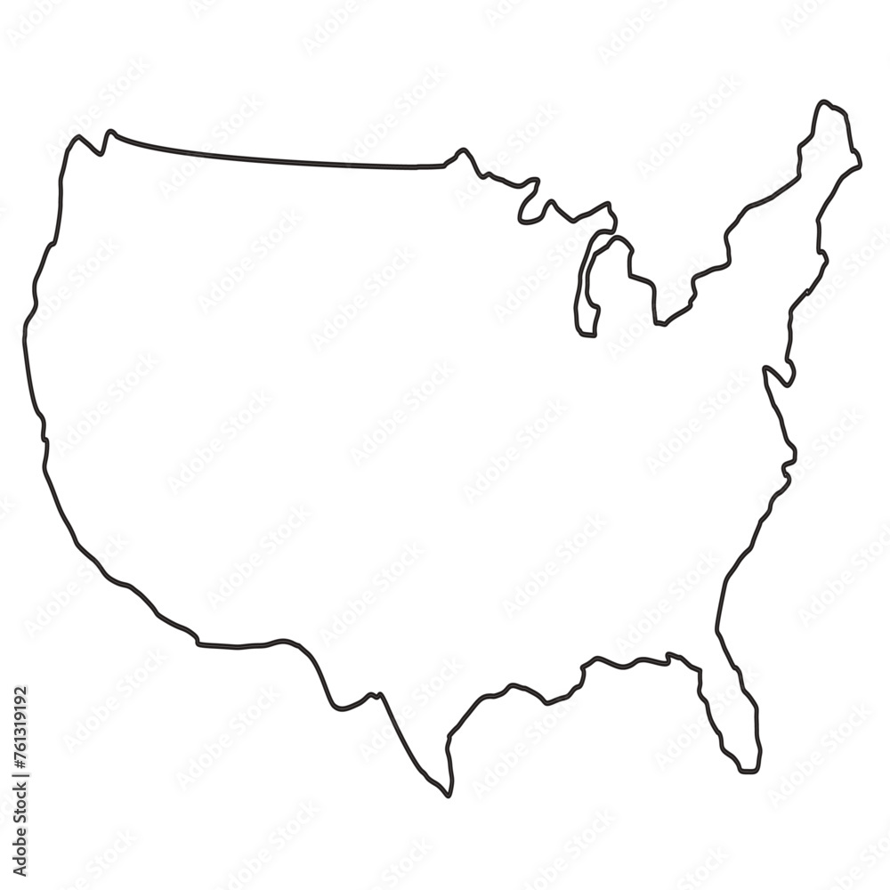 USA outline map isolated on a white background. United States of America map. United States of America map. USA map with and without astates. USA outline map isolated on a white background. United States of America map. United States of America map. USA map with and without astates.