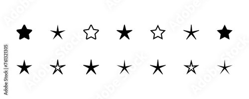 Star vector icons set. Black silhouette with stars.