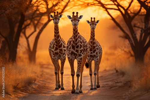 Majestic giraffes in african savannah  embodying diverse wildlife in vast landscapes