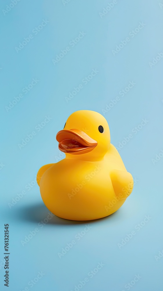 A bright sunny yellow rubber duck on a cool A bright sunny yellow rubber duck on a cool