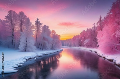 sunrise over the river © Leshtana