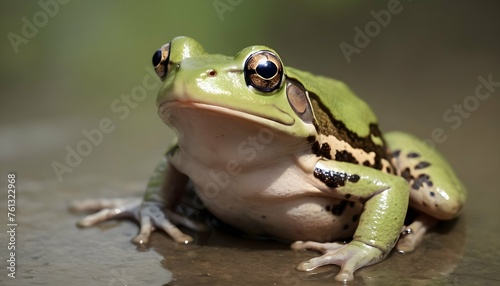 A Frog With Its Eyes Wide Open Alert For Danger