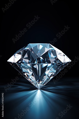 Large diamond isolated on black background. Ai Generative