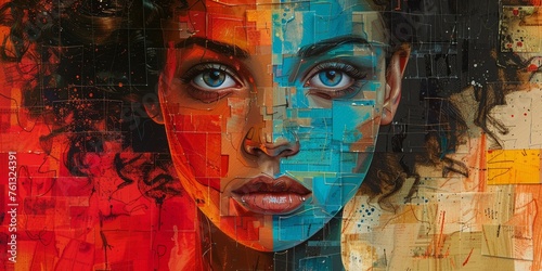 Abstract Portrait: A young woman's striking expression is combined with striking artistic talent.