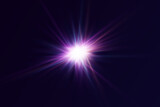 Dynamic flare of light. Explosion of bright light with flash rays. Special effect of star and lenses.