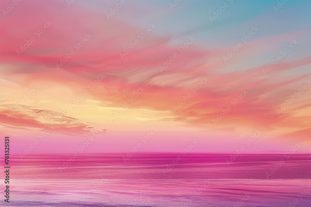 Serene Sunset Horizon Over Calm Ocean Waters with Pastel Sky and Tranquil Sea - Peaceful Nature Background for Relaxation and Meditation