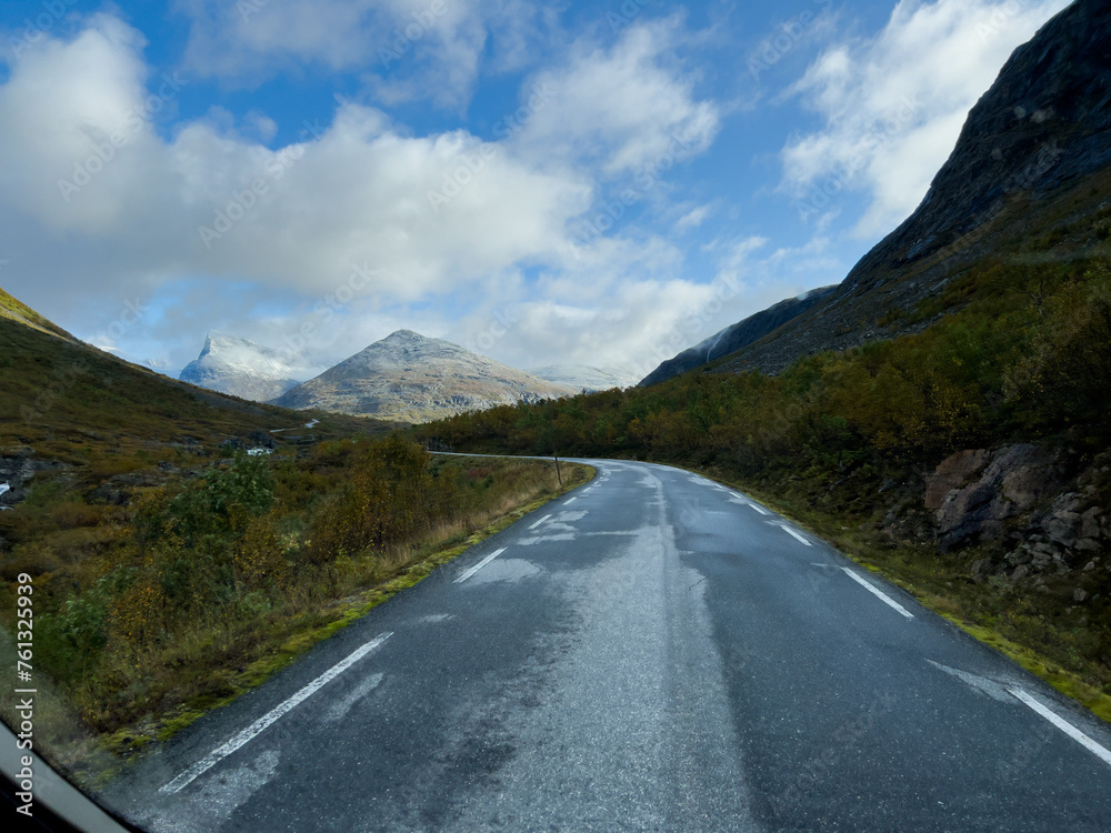 Autumn landscape in Trollstigen road in south Norway in Europe