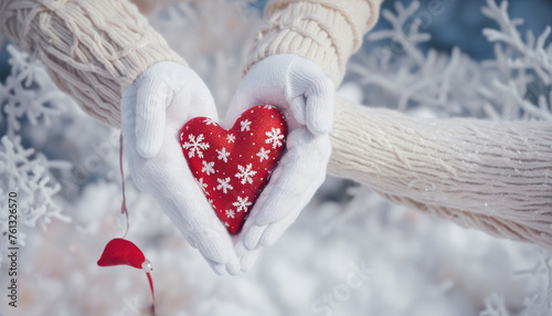 Winter love cute white and red background 