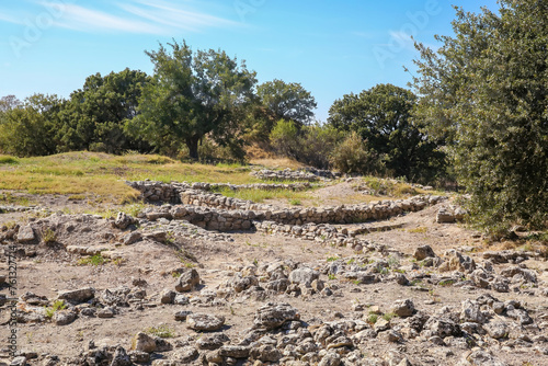 Archaeological site of ancient Troy. Remains of ruined buildings. Hisarlik hill. Tevfikiye (Cankkale), Turkey (Turkiye) photo